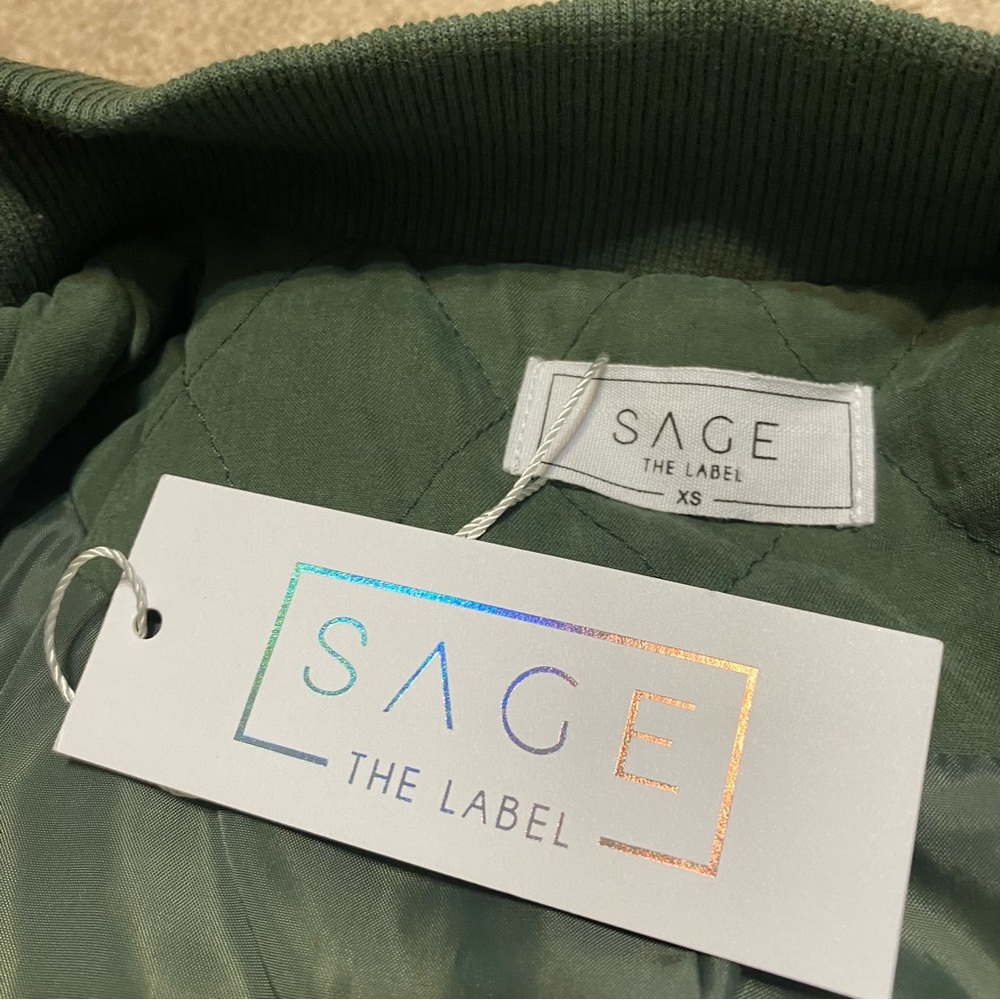 {Sage The Label} Green Quilted Bomber Jacket ~ Size XS - Picture 6 of 16